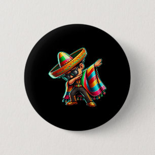 Dabbing Mexican Poncho Cinco De Mayo Boys Men Todd 2 Inch Round Button