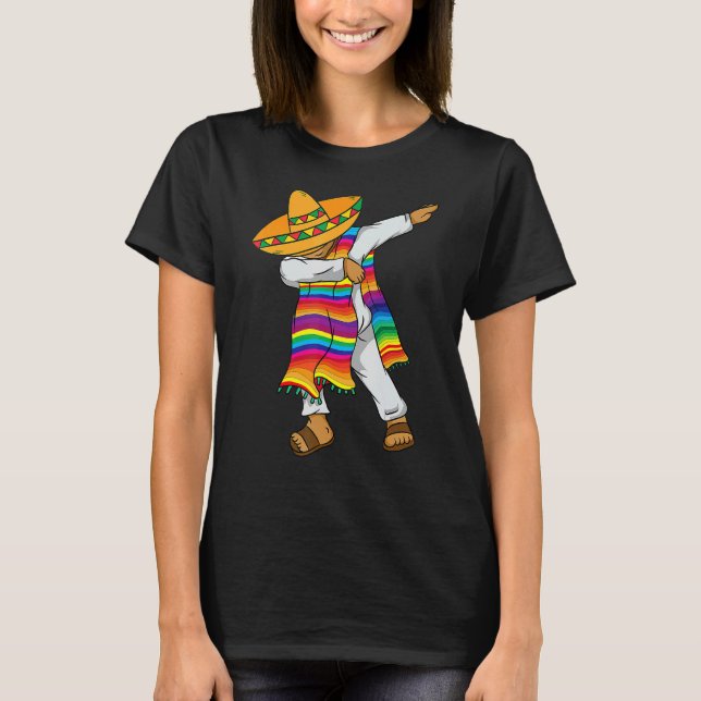 Dabbing Mexican Poncho Cinco De Mayo Costume Tee (Front)