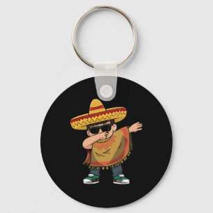 Dabbing Mexican Poncho Cinco De Mayo Dabbing Keychain