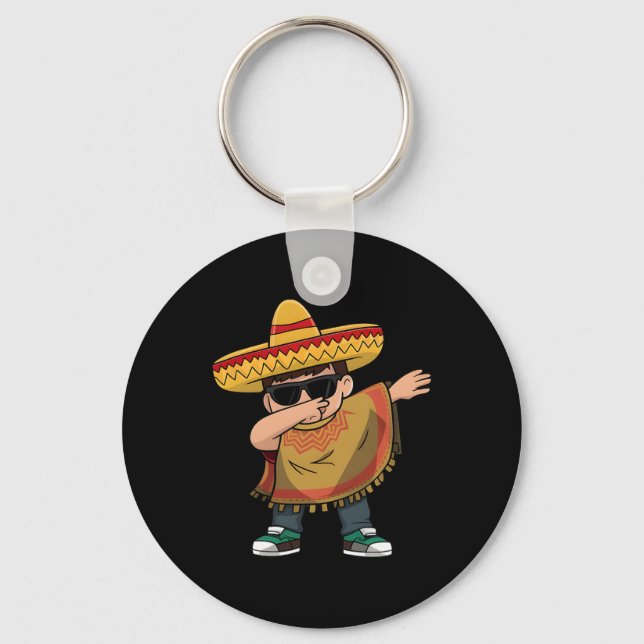 Dabbing Mexican Poncho Cinco De Mayo Dabbing  Keychain (Front)