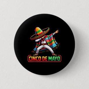 Dabbing Mexican Poncho Cinco De Mayo Fiesta 1 2 Inch Round Button