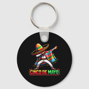 Dabbing Mexican Poncho Cinco De Mayo Fiesta 1 Keychain