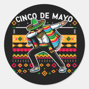 Dabbing Mexican Poncho Cinco De Mayo Fiesta 4 Classic Round Sticker
