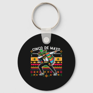 Dabbing Mexican Poncho Cinco De Mayo Fiesta 4  Keychain