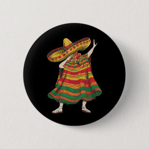 Dabbing Mexican Poncho Cinco De Mayo Fiesta Party 2 Inch Round Button