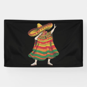 Dabbing Mexican Poncho Cinco De Mayo Fiesta Party Banner
