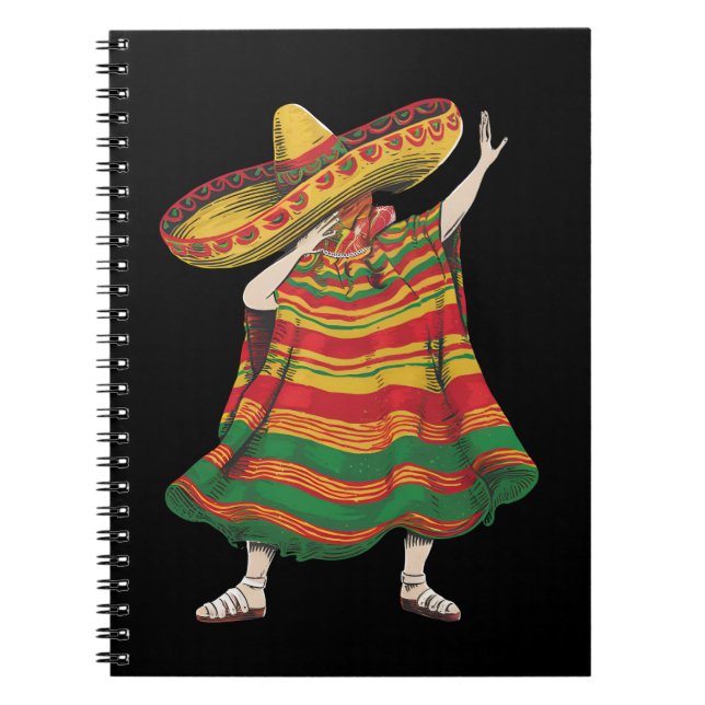 Dabbing Mexican Poncho Cinco De Mayo Fiesta Party Notebook (Front)