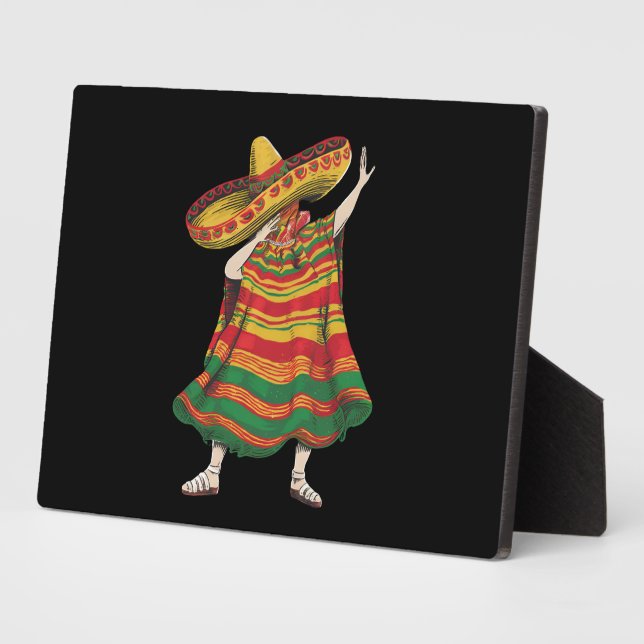 Dabbing Mexican Poncho Cinco De Mayo Fiesta Party Plaque (Side)