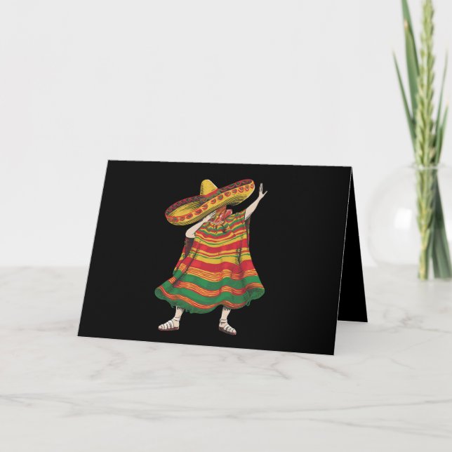 Dabbing Mexican Poncho Cinco De Mayo Fiesta Party Thank You Card (Front)