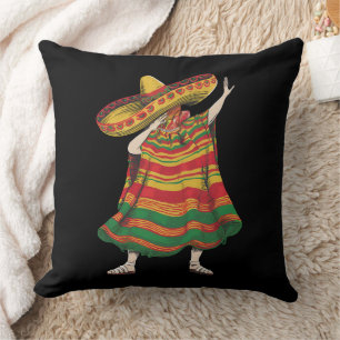 Dabbing Mexican Poncho Cinco De Mayo Fiesta Party Throw Pillow