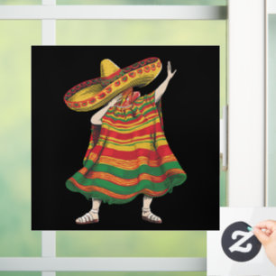Dabbing Mexican Poncho Cinco De Mayo Fiesta Party Window Cling