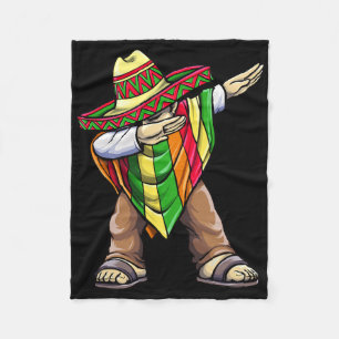 Dabbing Mexican Poncho Cinco De Mayo  Fleece Blanket