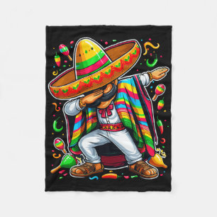 Dabbing Mexican Poncho Cinco De Mayo  Fleece Blanket