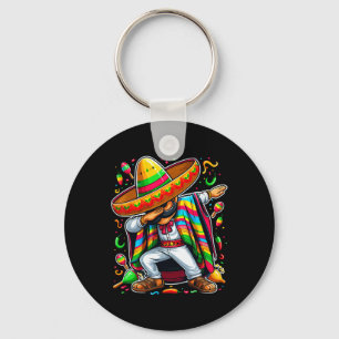 Dabbing Mexican Poncho Cinco De Mayo Keychain