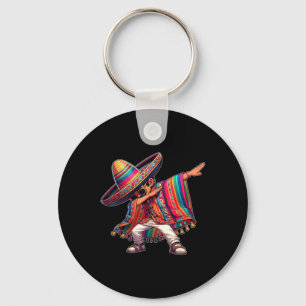 Dabbing Mexican Poncho Cinco De Mayo Men Sombrero Keychain