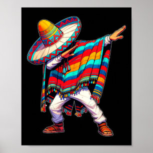 Dabbing Mexican Poncho Cinco De Mayo Men Sombrero Poster