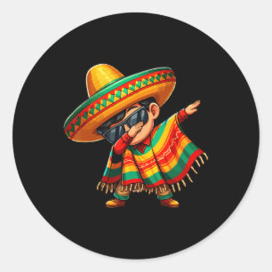 Dabbing Mexican Poncho Cinco De Mayo Sombrero Boys Classic Round Sticker