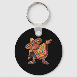 Dabbing Mexican Poncho Dab Dance Cinco De Mayo Gif Keychain