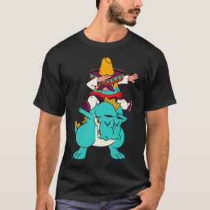 Dabbing Mexican Poncho Dinosaur Cinco de Mayo Boys T-Shirt