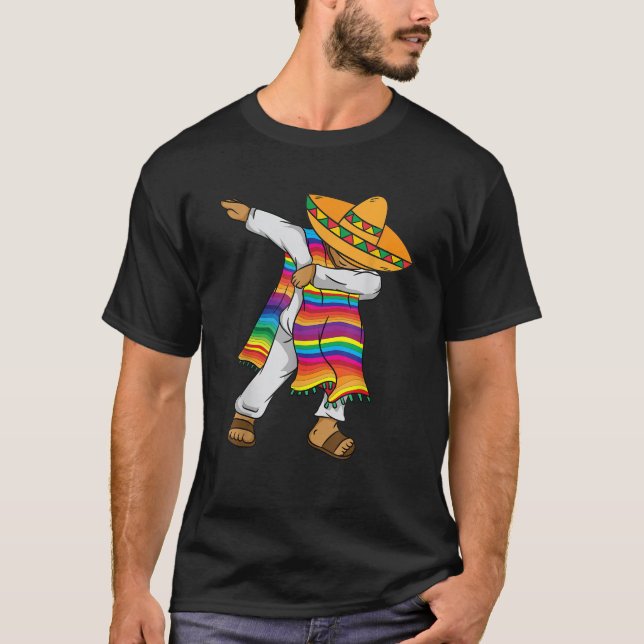 Dabbing Mexican Poncho Shirt Cinco De Mayo Costume (Front)