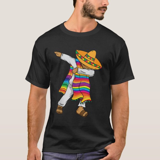 Dabbing Mexican Poncho Shirt Cinco De Mayo Costume (Front)