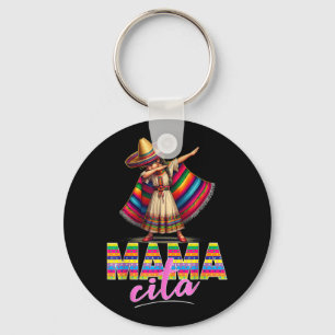 Dabbing Mexican Poncho Sombrero Cinco De Mayo Mama Keychain