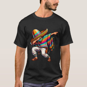 Dabbing Mexican Poncho Sombrero Dab Boy Fiesta Cin T-Shirt