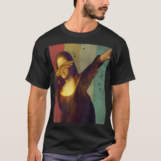 Dabbing Mona Lisa  Retro Art Teacher T T-Shirt (Front)