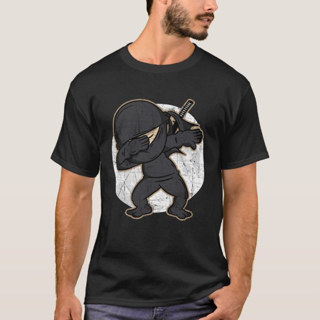 Dabbing Ninja Distressed Ninja Costume T-Shirt (Front)