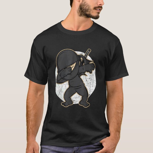 Dabbing Ninja Distressed Ninja Costume T-Shirt (Front)