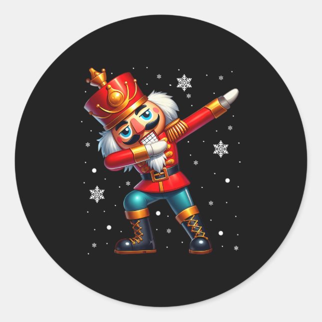 Dabbing Nutcracker Christmas Costume Matching Fami Classic Round Sticker (Front)