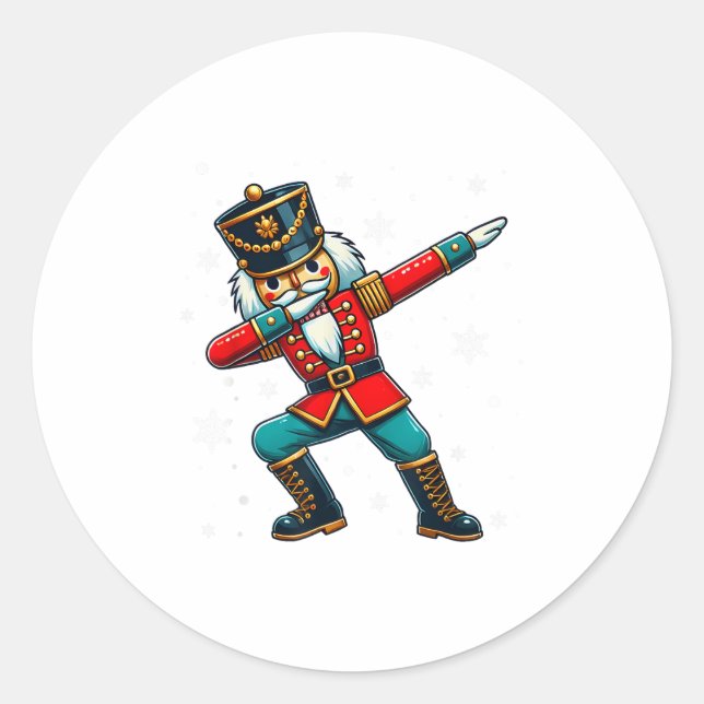 Dabbing Nutcracker Christmas Costume Matching Fami Classic Round Sticker (Front)