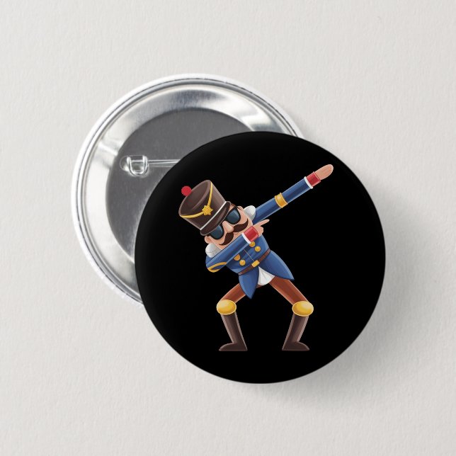 Dabbing Nutcracker Christmas Holiday 2 Inch Round Button (Front & Back)