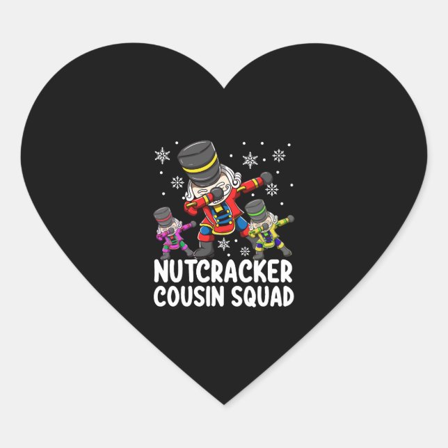 Dabbing Nutcracker Cousin Squad Funny Matching  Heart Sticker (Front)