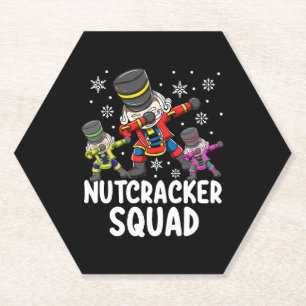 Dabbing Nutcracker Cousin Squad Funny Matching Paper Coaster