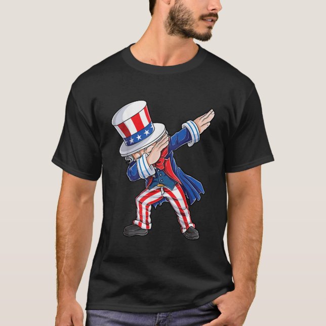 Dabbing Oncle Sam T-shirt 4 juillet Hommes Garçons (Devant)