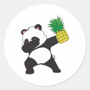 Dabbing Panda Bear Pineapple Aloha Beach Hawaiian  Classic Round Sticker