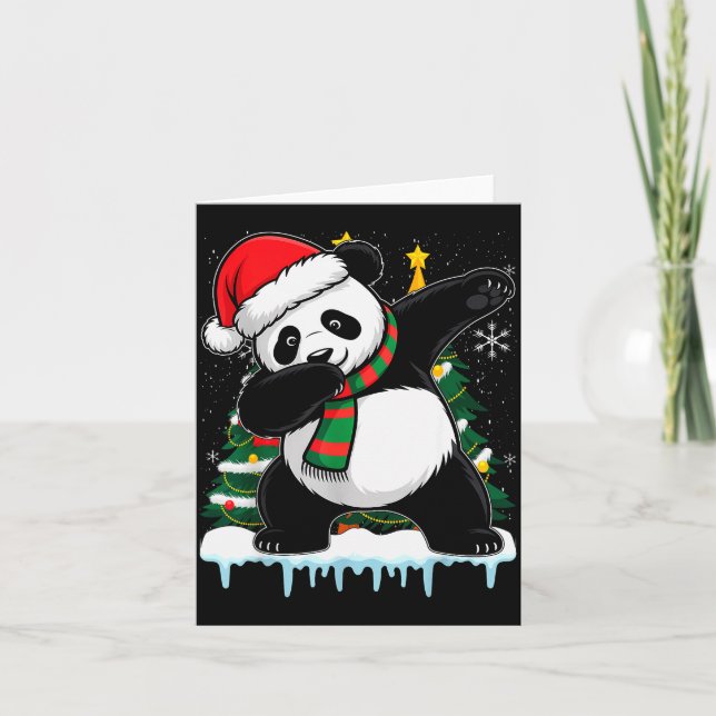 Dabbing Panda Santa Christmas Kids Boys Men Xmas B Card (Front)