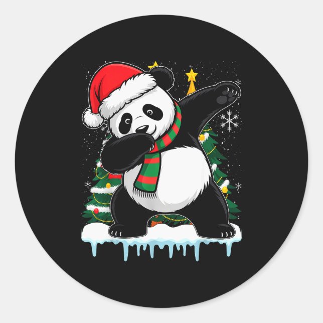 Dabbing Panda Santa Christmas Kids Boys Men Xmas B Classic Round Sticker (Front)