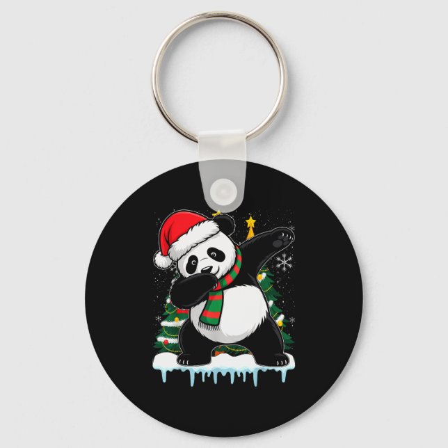 Dabbing Panda Santa Christmas Kids Boys Men Xmas B Keychain (Front)