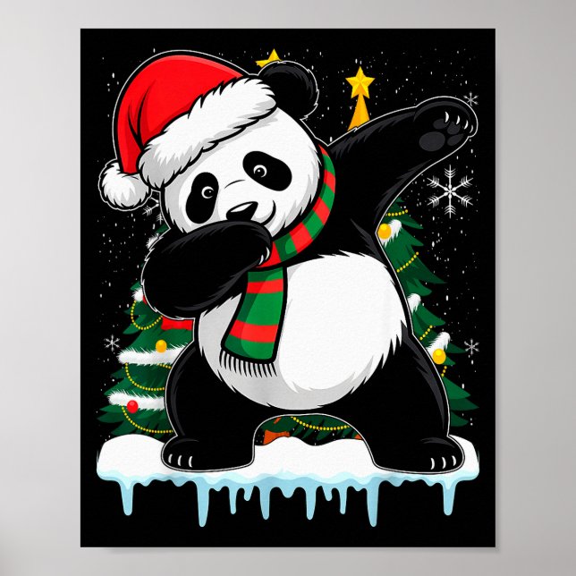 Dabbing Panda Santa Christmas Kids Boys Men Xmas B Poster (Front)