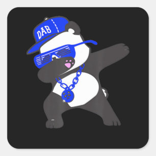 dabbing panda with blue sunglasses hip hop square sticker