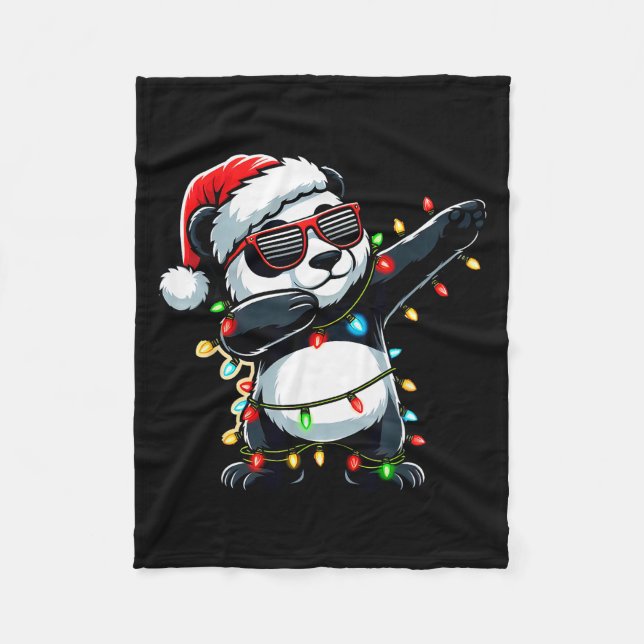 Dabbing Panda Xmas For Kids Boys Girl Panda Lover  Fleece Blanket (Front)