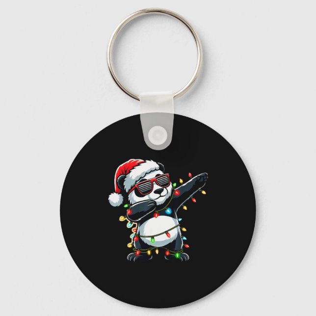Dabbing Panda Xmas For Kids Boys Girl Panda Lover  Keychain (Front)