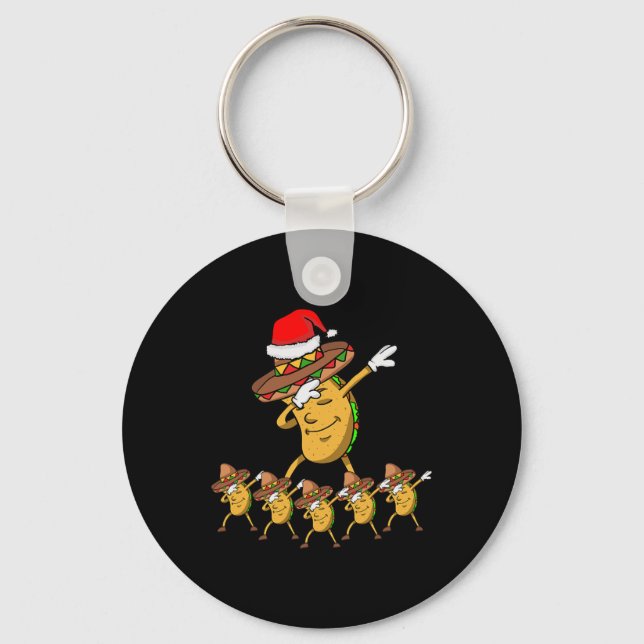 Dabbing Party Christmas Taco Funny Dab Gift  Keychain (Front)