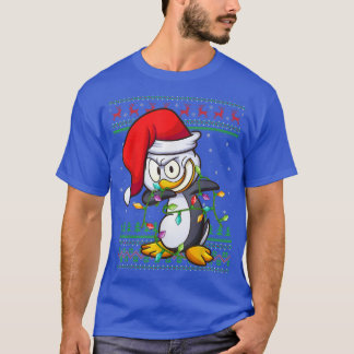 Dabbing Penguin Bird Xmas Lights Ugly Penguin Chri T-Shirt