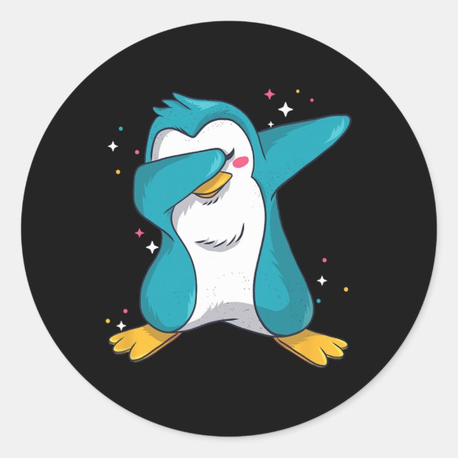 Dabbing Penguin Christmas Dabs Fun Dab Wintermeme  Classic Round Sticker (Front)