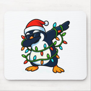 Dabbing Penguin Christmas Girls Xmas Lights Boys C Mouse Pad
