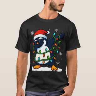 Dabbing Penguin Christmas Girls Xmas Lights Boys C T-Shirt