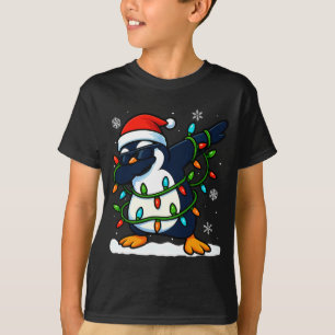 Dabbing Penguin Christmas Girls Xmas Lights Boys C T-Shirt
